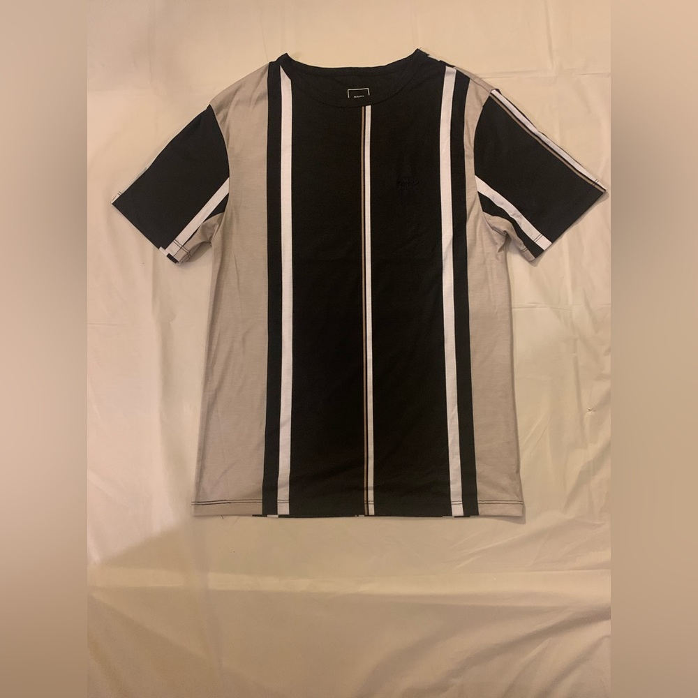 River Island Muscle Fit Black Short Sleeve Stripe T-Shirt